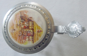 Preview: Bierkrug mit Zinndeckel und Grafik