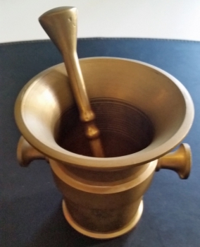 Antiker Messing Mörser mit Stößel - Apotheker